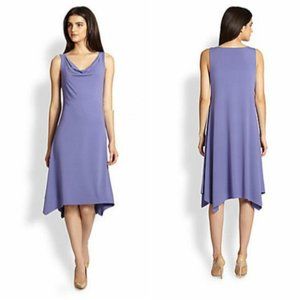 Eileen Fisher Purple Cowl Neck Sleeveless Asymmetrical Hem Midi Dress